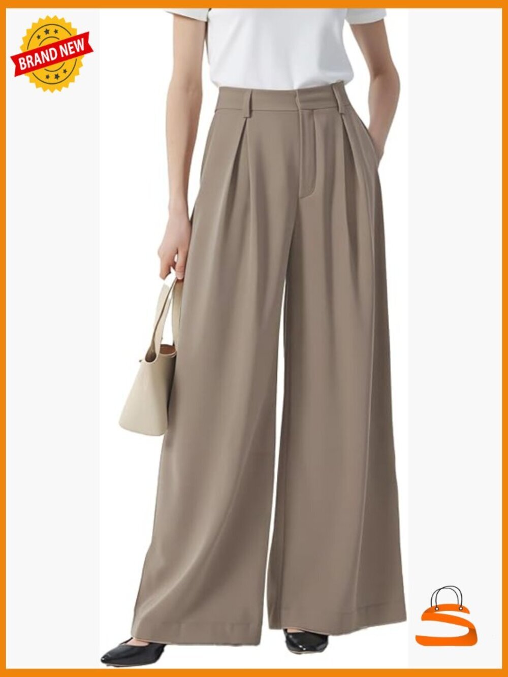 Wide Leg High Waist Palazzo Pants Trousers with Pockets